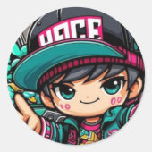 Chibi-Power: Niedlicher Anime-Aufkleber Runder Aufkleber (Vorderseite)