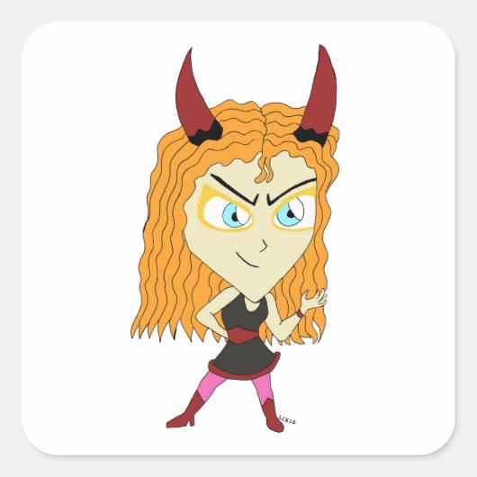 Chibi Quadratischer Aufkleber (Vorderseite)