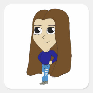 Chibi Quadratischer Aufkleber