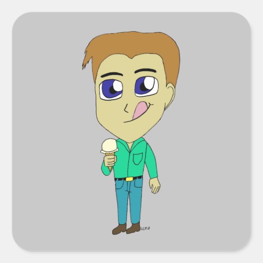 Chibi Quadratischer Aufkleber (Vorderseite)