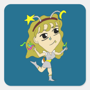 chibi quadratischer aufkleber