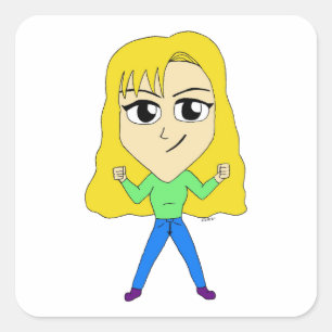 Chibi Quadratischer Aufkleber
