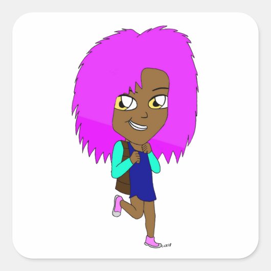 Chibi Quadratischer Aufkleber (Vorderseite)