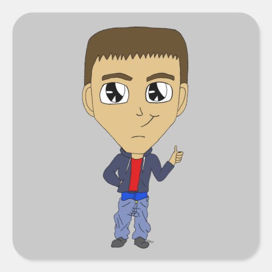 Chibi Quadratischer Aufkleber (Vorderseite)