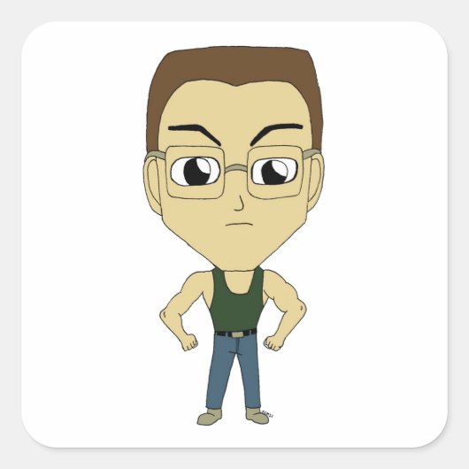 Chibi Quadratischer Aufkleber (Vorderseite)