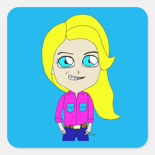 Chibi Quadratischer Aufkleber (Vorderseite)