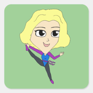 Chibi Quadratischer Aufkleber