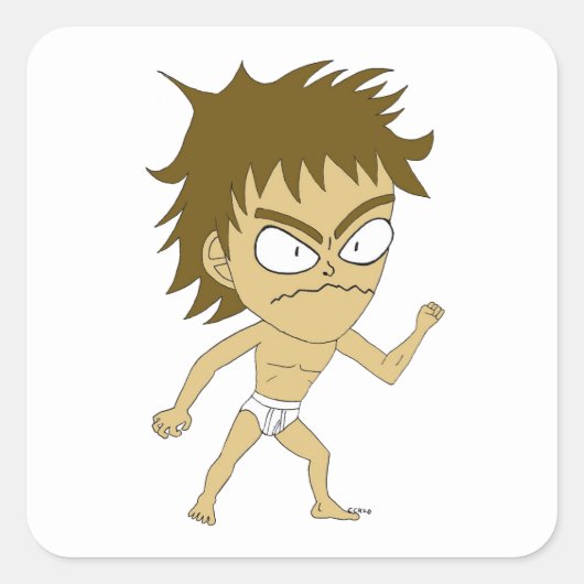 Chibi Quadratischer Aufkleber (Vorderseite)
