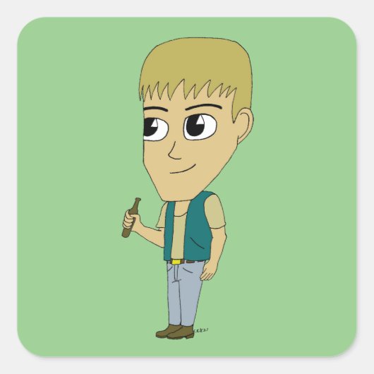 Chibi Quadratischer Aufkleber (Vorderseite)