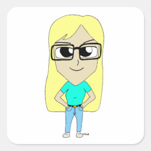 Chibi Quadratischer Aufkleber