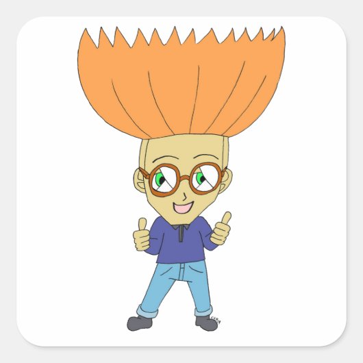 Chibi Quadratischer Aufkleber (Vorderseite)
