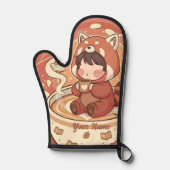 Chibi Red Panda Brew Heat Resistant Oven Mitt Ofenhandschuh (Vorderseite)