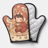 Chibi Red Panda Brew Heat Resistant Oven Mitt Ofenhandschuh (Vorderseite/Rückseite)