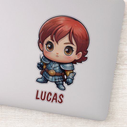 Chibi-Ritter personalisierte Kinder-Schneidefolie Aufkleber (Detail)