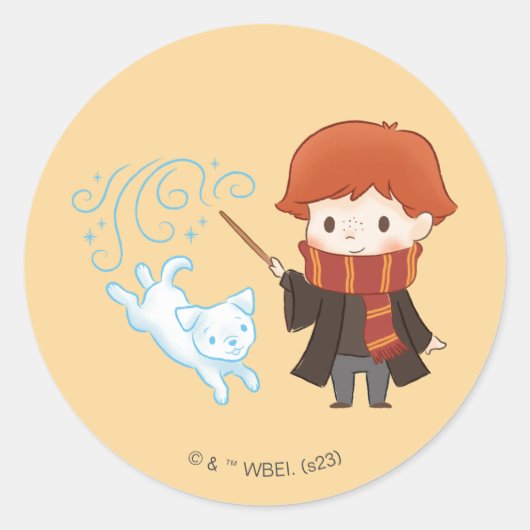 Chibi Ron Weasley Runder Aufkleber (Vorderseite)