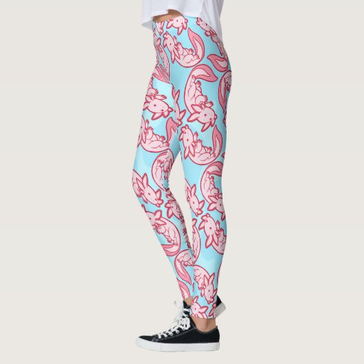 Chibi rosa Axolotlmuster Chido Leggings (Links)