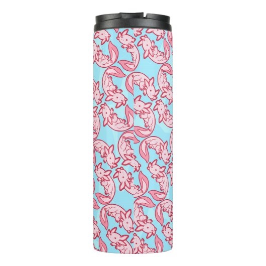 Chibi rosa Axolotlmuster Chido Thermosbecher (Rückseite)