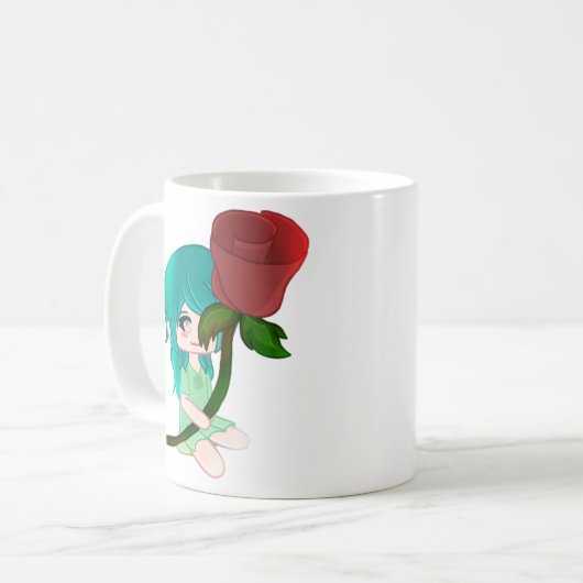 Chibi-Rose mit Rose Kaffeetasse (Vorderseite Links)