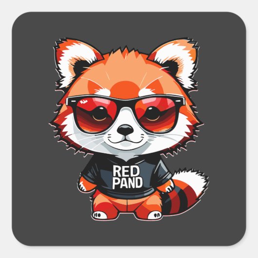 Chibi-Rotpanda-Junges Quadratischer Aufkleber (Vorderseite)