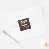 Chibi-Rotpanda-Junges Quadratischer Aufkleber (Umschlag)