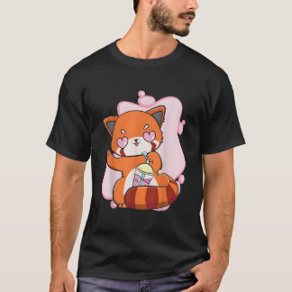 Chibi-Rotpanda mit Boba-Tee-Blase Otaku Anime B T-Shirt