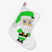 Chibi Santa green suit Großer Weihnachtsstrumpf (Vorderansicht (hängend))