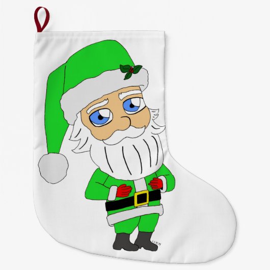 Chibi Santa green suit Großer Weihnachtsstrumpf (Vorderseite)