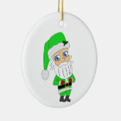 Chibi Santa green suit Keramik Ornament (Rechts)