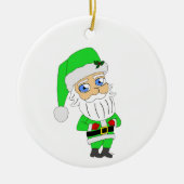Chibi Santa green suit Keramik Ornament (Vorne)