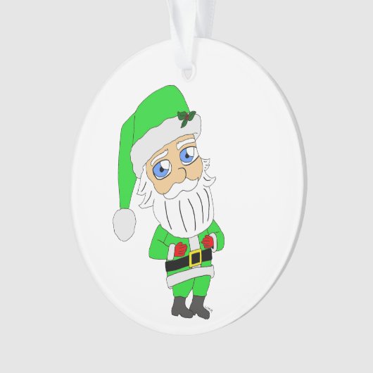 Chibi Santa green suit Ornament (Vorderseite)