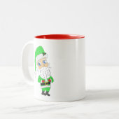 Chibi Santa green suit Zweifarbige Tasse (Vorderseite Links)