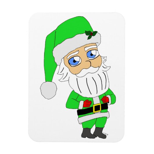 Chibi Santa grüner Anzug Magnet (Vertikal)