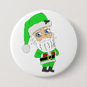 Chibi-Santa im grünen Anzug Button (Vorderseite)