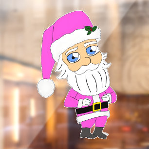 Chibi-Santa im rosa Anzug Fensteraufkleber