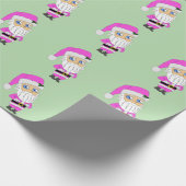 Chibi-Santa im rosa Anzug Geschenkpapier (Ecke)