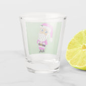 Chibi-Santa im rosa Anzug Schnapsglas (Rückseite)