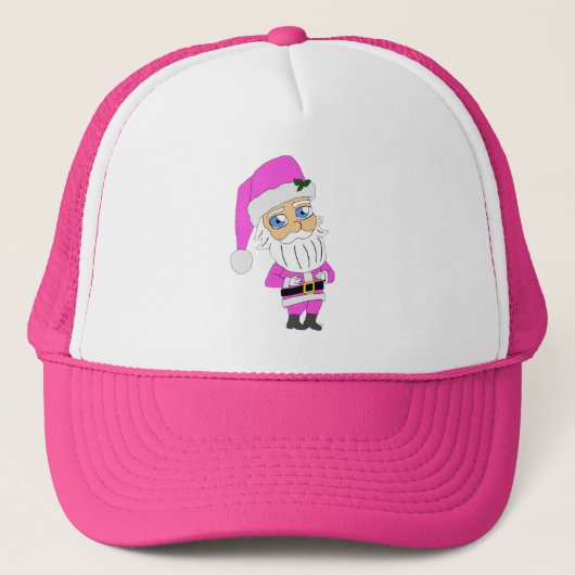 Chibi-Santa im rosa Anzug Truckerkappe (Vorderseite)