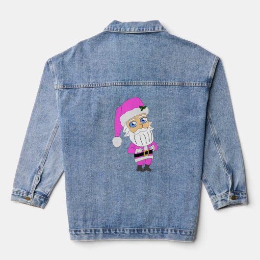 Chibi Santa pink suit Jeansjacke (Rückseite)