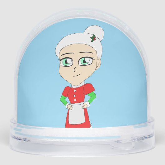 Chibi Santa und Mrs Claus Schneekugeln (Rückseite)