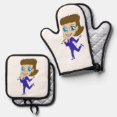 Chibi-Schwanz Ofenhandschuh & Topflappen-Set (Vorderseite/Rückseite)