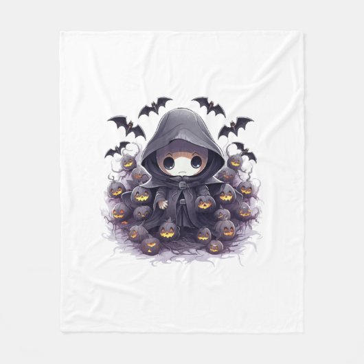 Chibi Sensenmann Halloween - Ansprechende dunkle F Fleecedecke (Vorderseite)