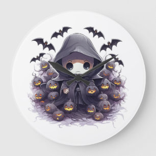 Chibi Sensenmann Halloween - Ansprechende dunkle F Große Wanduhr