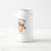 Chibi Siamkatze schlafend auf Kaffee  Bierglas (Vorderseite Links)