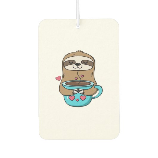 Chibi Sloth Coffee Lover � Cute Kawaii Sloth Huggi Autolufterfrischer (Vorderseite)