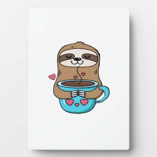 Chibi Sloth Coffee Lover � Cute Kawaii Sloth Huggi Fotoplatte (Vorderseite)