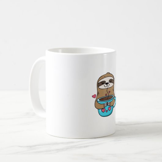 Chibi Sloth Coffee Lover � Cute Kawaii Sloth Huggi Kaffeetasse (Vorderseite Links)