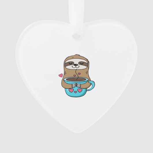 Chibi Sloth Coffee Lover � Cute Kawaii Sloth Huggi Ornament (Vorderseite)