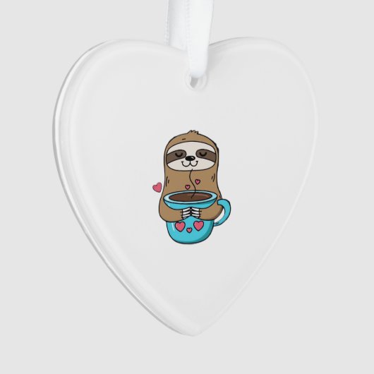 Chibi Sloth Coffee Lover � Cute Kawaii Sloth Huggi Ornament (Vorderseite)