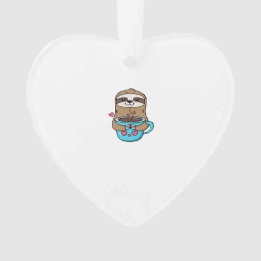 Chibi Sloth Coffee Lover � Cute Kawaii Sloth Huggi Ornament (Vorderseite)
