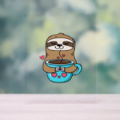 Chibi Sloth Coffee Lover - Niedlich Kawaii Sloth H Acrylschild (Neutral)